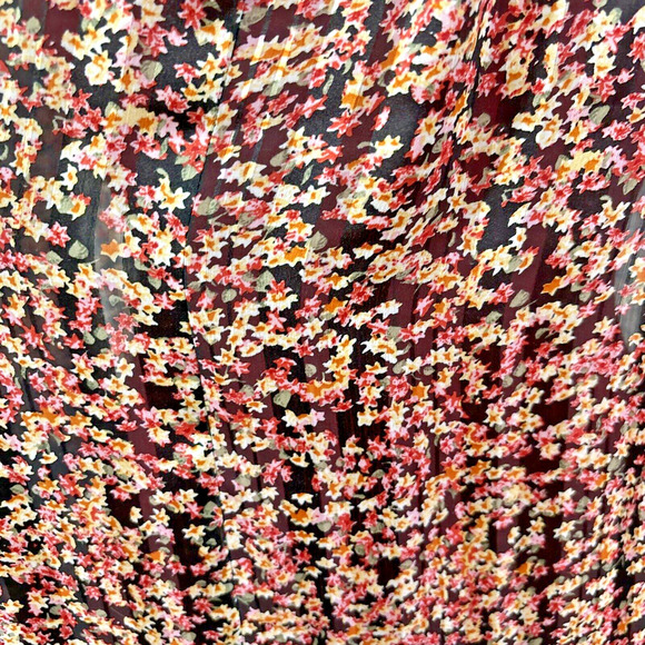 H&M Floral Top Blouse Vintage 80's Look Pink Yellow Black Silky Floral Size M - Picture 8 of 11